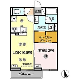 ディアライズ河内 1LDKの間取図画像