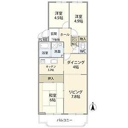 川越グリーンパークE-1 3LDKの間取図画像