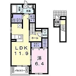ビオーラ空B 1LDKの間取図画像