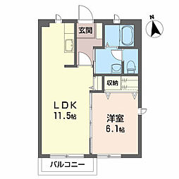 RT2 1LDKの間取図画像