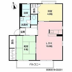 ビーチヒルC棟 2LDKの間取図画像