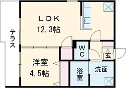 URBAN FLATS千歳(アーバンフラッツチトセ)仮)GA-千歳緑町1丁目MS 1LDKの間取図画像