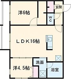 URBAN FLATS千歳(アーバンフラッツチトセ)仮)GA-千歳緑町1丁目MS 2LDKの間取図画像