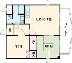 シティライフ保城 2LDKの間取図画像