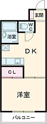 イトーピア野里 1DKの間取図画像