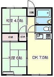 ハイツ服部3 2DKの間取図画像