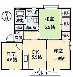 ニューヒルズA 3DKの間取図画像