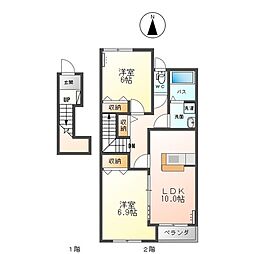 ミラルーツ 2LDKの間取図画像