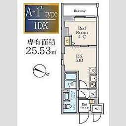 江戸川区篠崎町2丁目マンション 1DKの間取図画像