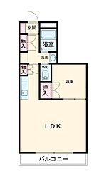 高砂ハイツ森林公園 1LDKの間取図画像