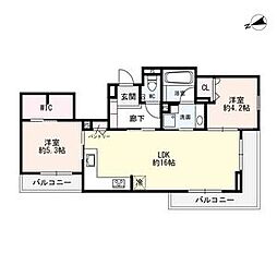 極稀(ごくまれ) 2LDKの間取図画像