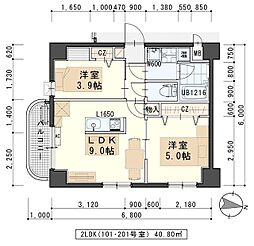 エクセレントパーク北山 2LDKの間取図画像