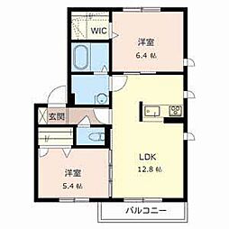 ソレイユ彩都A 2LDKの間取図画像