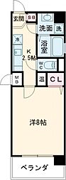 ボヌールなかもず 1Kの間取図画像