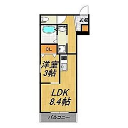 LECOCON岐阜 1LDKの間取図画像
