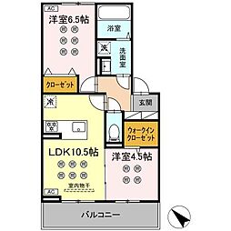 グランフォレ下南部 2LDKの間取図画像