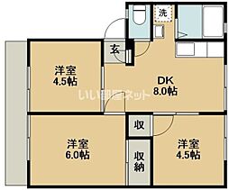 セシュールホンタB 3DKの間取図画像