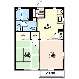 メイプルハウスC 2Kの間取図画像