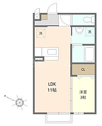 ロイヤルレセンテB 1LDKの間取図画像