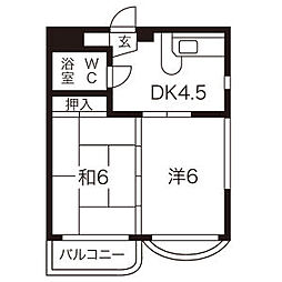 プレス・イン明治 2DKの間取図画像