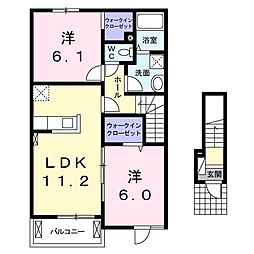 プリムローズ・ノース 2LDKの間取図画像