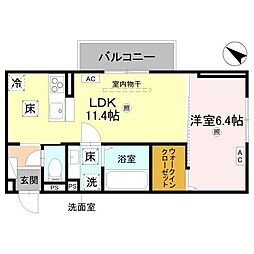D-Regalo下馬N 1LDKの間取図画像