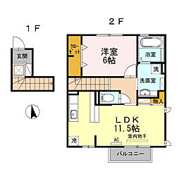 ラ・メール 1LDKの間取図画像