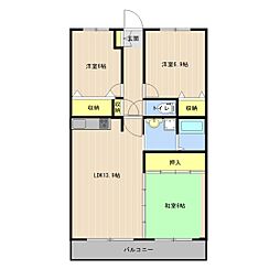 サンフラワーコーポ尾ノ上 3LDKの間取図画像