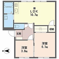 サンビレッジA 2LDKの間取図画像