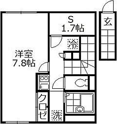 ラ・トゥール桜丘 1Kの間取図画像