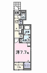 プラムガーデンC 1Kの間取図画像