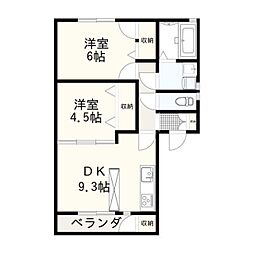 ベルメゾンA 2DKの間取図画像