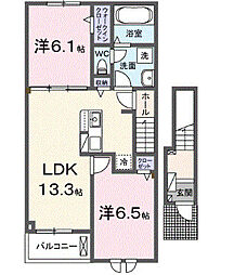 カーサ フェリーチェ 2LDKの間取図画像