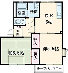 ハイツ昴C 2DKの間取図画像