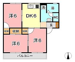セジュール・こめや 3DKの間取図画像