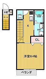 仮称 乙多見AP 1Kの間取図画像