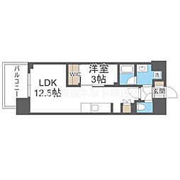 コンフォリア・リブ東梅田 1LDKの間取図画像