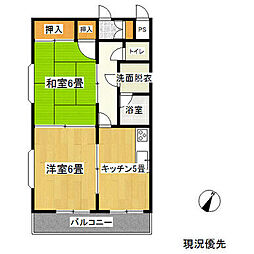 城ヶ丘ヴィレジ 2DKの間取図画像