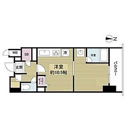 KDX堺筋本町レジデンス ワンルームの間取図画像