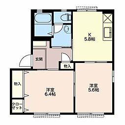 メ・ステッソC 2Kの間取図画像