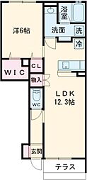 リヴェ・ヒュッゲ 1LDKの間取図画像