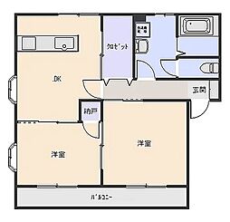 ピュア1 2DKの間取図画像