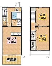 リブェールナカヤ 2LDKの間取図画像