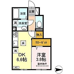 第一洗心コーポ 1DKの間取図画像