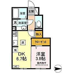 第一洗心コーポ 1DKの間取図画像