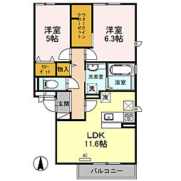 ファミールA 2LDKの間取図画像