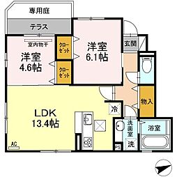 ダン・ルミエール 2LDKの間取図画像