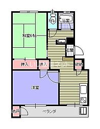 グランデ天神橋 2DKの間取図画像