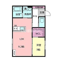 Felice駅南II 1LDKの間取図画像