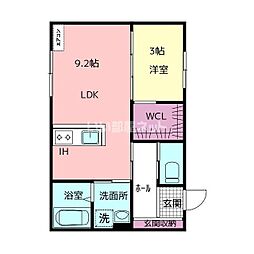 Felice駅南II 1LDKの間取図画像